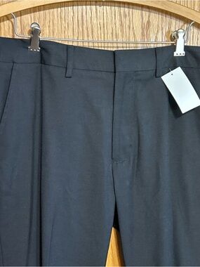 REACTION Kenneth Cole Stretch Slim Fit Flat Front Dress Pants Black  32X 32 New